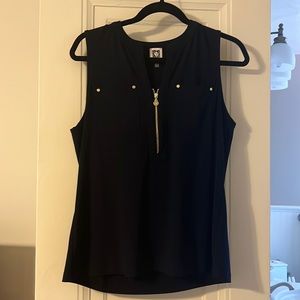 Anne Klein zipper top in navy